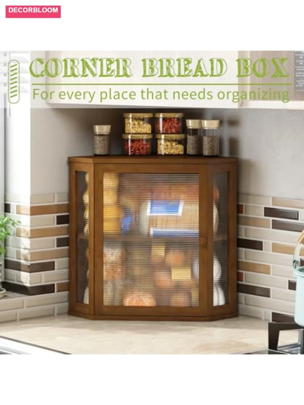 Double Layer Bamboo Bread Box Large Capacity Kitchen Countertop Storage